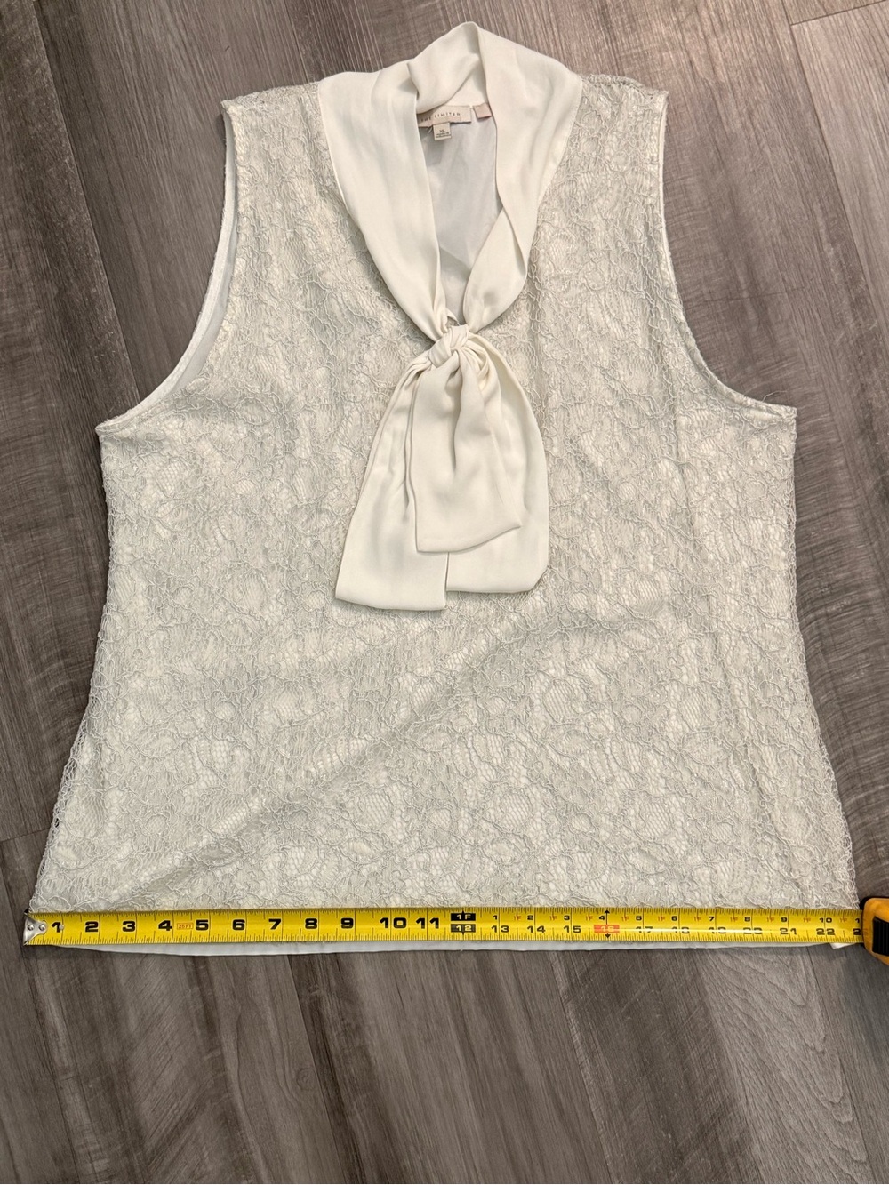 The Limited Size XL Scandal Collection - Ivory Lace Tie-Neck Sleeveless Top